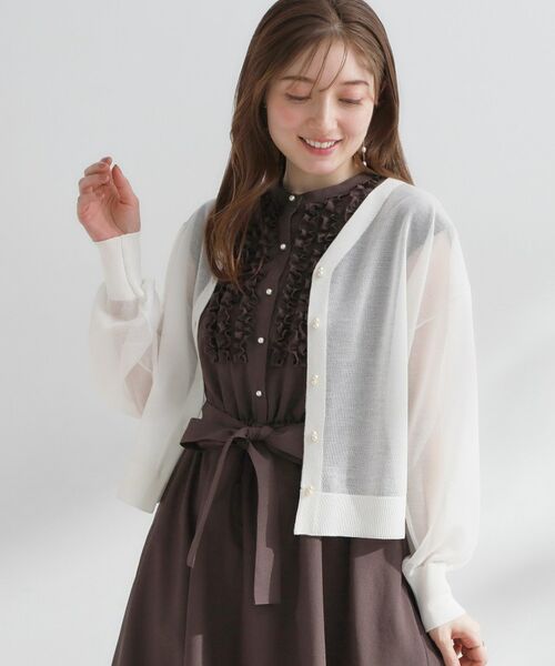 Couture Brooch / クチュールブローチ カーディガン・ボレロ | LEVITAダブルパール調釦カーディ | 詳細1