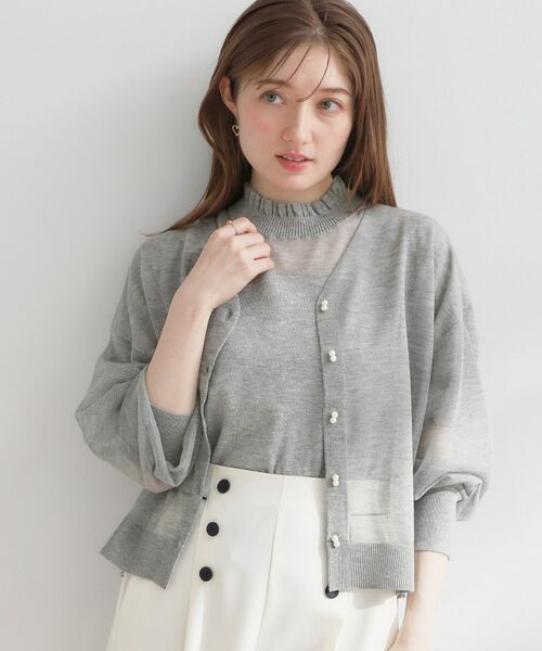 Couture Brooch / クチュールブローチ カーディガン・ボレロ | LEVITAダブルパール調釦カーディ | 詳細8