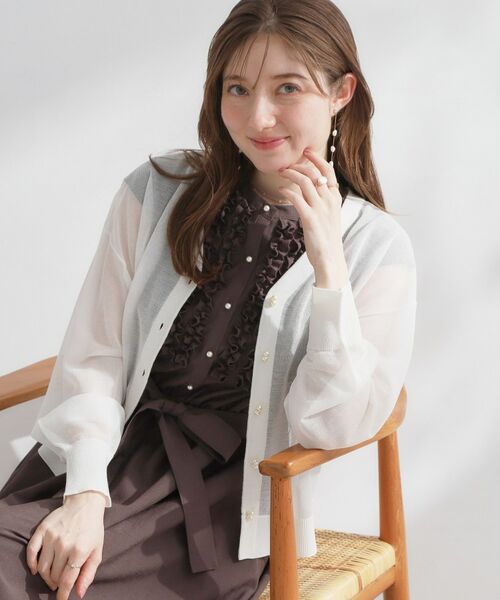 Couture Brooch / クチュールブローチ カーディガン・ボレロ | LEVITAダブルパール調釦カーディ（オフホワイト(003)）