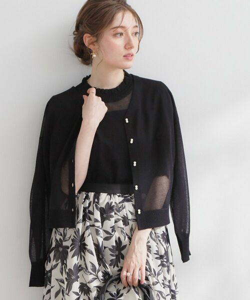 Couture Brooch / クチュールブローチ カーディガン・ボレロ | LEVITAダブルパール調釦カーディ（ブラック(019)）