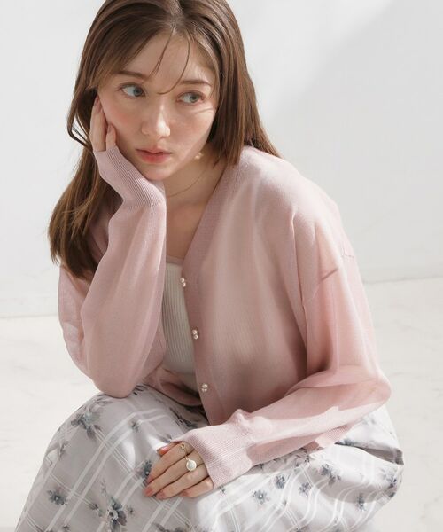 Couture Brooch / クチュールブローチ カーディガン・ボレロ | LEVITAダブルパール調釦カーディ（ライトピンク(070)）