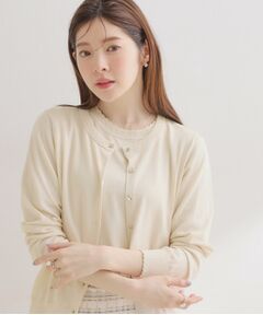 Couture Brooch / クチュールブローチ カーディガン・ボレロ | ポイント透かしビジュー釦カーディ