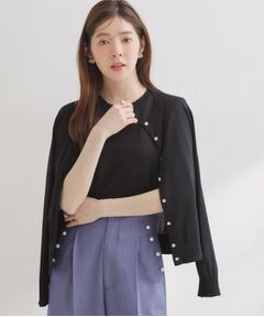 Couture Brooch / クチュールブローチ カーディガン・ボレロ | ポイント透かしビジュー釦カーディ