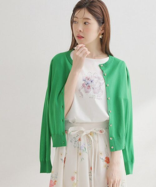 Couture Brooch / クチュールブローチ カーディガン・ボレロ | ポイント透かしビジュー釦カーディ | 詳細20