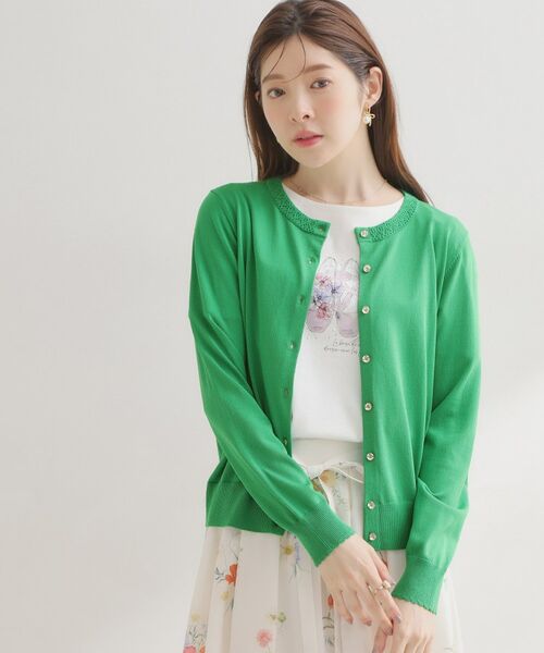 Couture Brooch / クチュールブローチ カーディガン・ボレロ | ポイント透かしビジュー釦カーディ | 詳細22