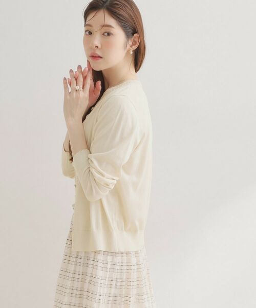 Couture Brooch / クチュールブローチ カーディガン・ボレロ | ポイント透かしビジュー釦カーディ | 詳細5