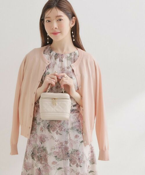 Couture Brooch / クチュールブローチ カーディガン・ボレロ | ポイント透かしビジュー釦カーディ（ピンク(071)）