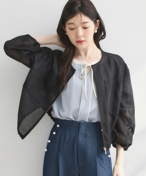 Couture Brooch / クチュールブローチ レザーブルゾン・ジャケット | シアーメッシュブルゾン（ブラック(019)）