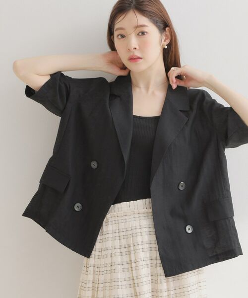Couture Brooch / クチュールブローチ テーラードジャケット | バックスリットハーフジャケット（ブラック(019)）