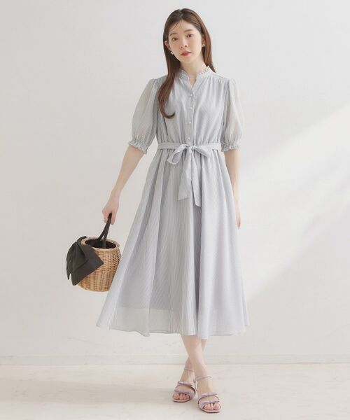 Couture Brooch / クチュールブローチ ロング・マキシ丈ワンピース | シアーストライプワンピース | 詳細13