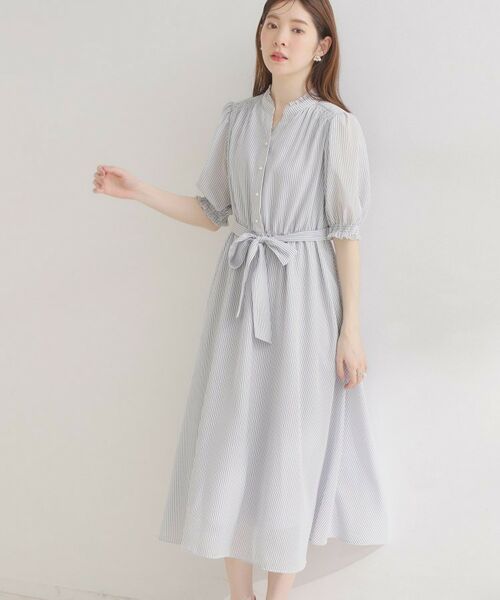 Couture Brooch / クチュールブローチ ロング・マキシ丈ワンピース | シアーストライプワンピース | 詳細9