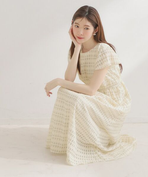 Couture Brooch / クチュールブローチ ロング・マキシ丈ワンピース | シアーチェックOP（ホワイト(001)）