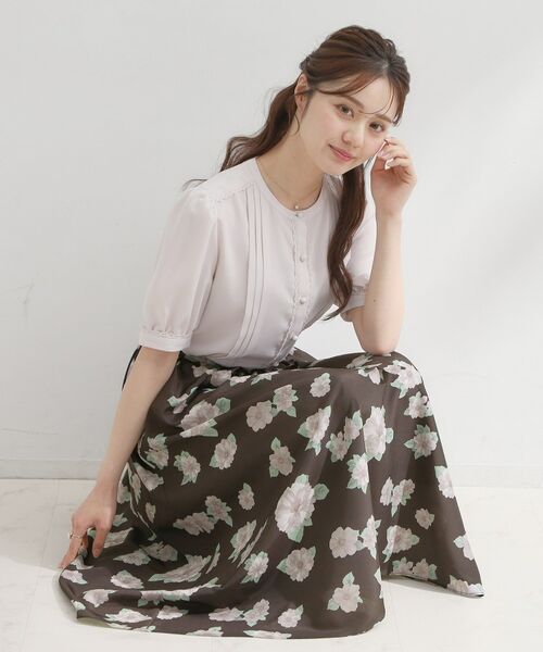 Couture Brooch / クチュールブローチ ロング・マキシ丈スカート | サマーフラワースカート（チャコールグレー(113)）