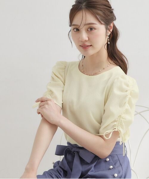 Couture Brooch / クチュールブローチ シャツ・ブラウス | シャーリングチェックブラウス（ライトイエロー(230)）