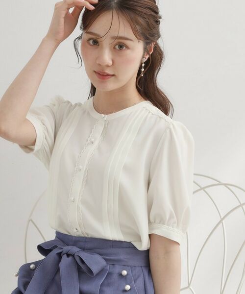 Couture Brooch / クチュールブローチ シャツ・ブラウス | ピンタックレースブラウス（オフホワイト(003)）