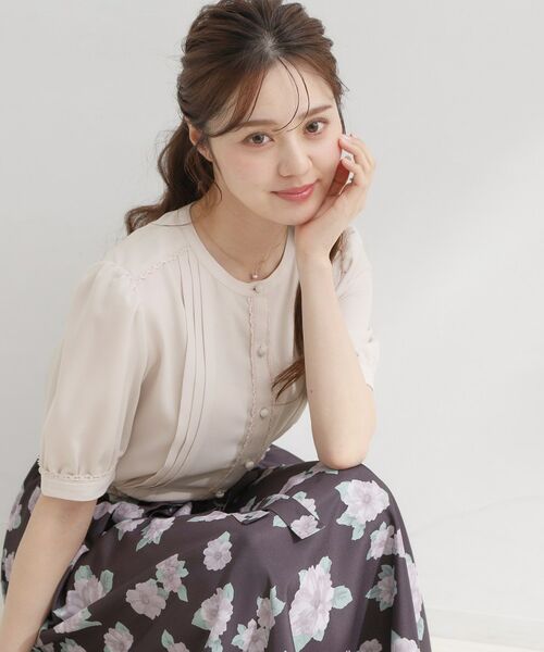 Couture Brooch / クチュールブローチ シャツ・ブラウス | ピンタックレースブラウス（ピンク(071)）