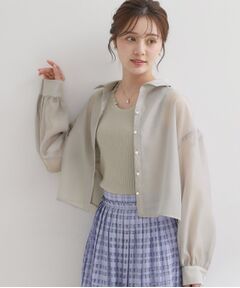 Couture Brooch / クチュールブローチ シャツ・ブラウス | パール調ボタン・オーガンジーショート丈シアーシャツ