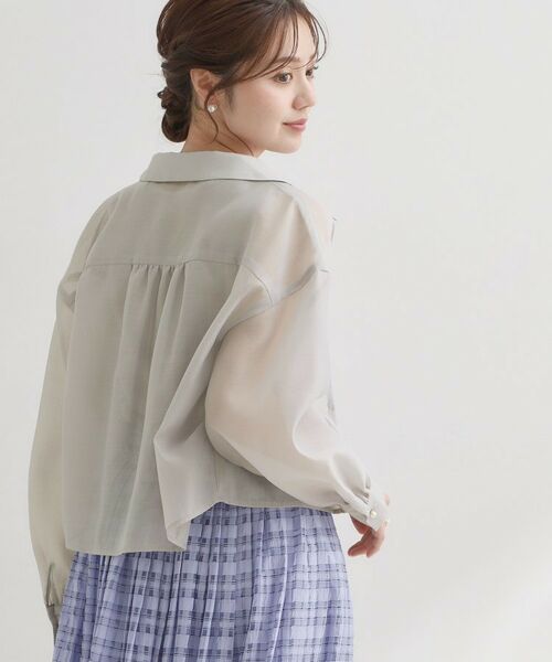 Couture Brooch / クチュールブローチ シャツ・ブラウス | パール調ボタン・オーガンジーショート丈シアーシャツ | 詳細10