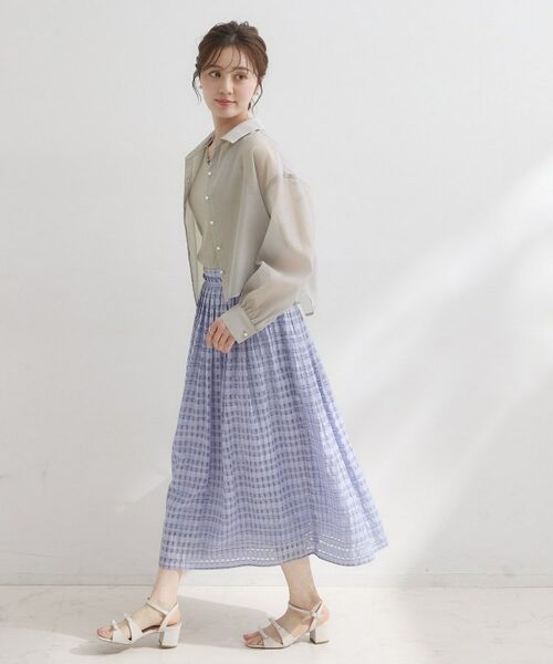 Couture Brooch / クチュールブローチ シャツ・ブラウス | パール調ボタン・オーガンジーショート丈シアーシャツ | 詳細13