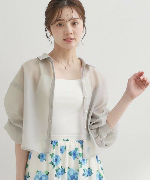 Couture Brooch / クチュールブローチ シャツ・ブラウス | パール調ボタン・オーガンジーショート丈シアーシャツ | 詳細15