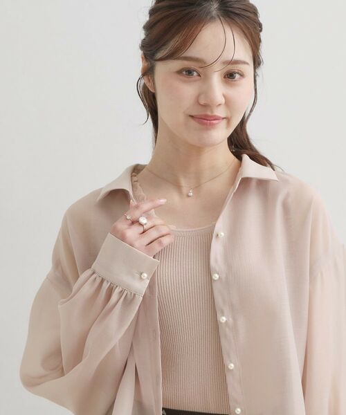 Couture Brooch / クチュールブローチ シャツ・ブラウス | パール調ボタン・オーガンジーショート丈シアーシャツ | 詳細18