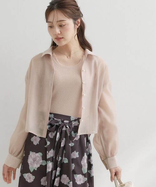 Couture Brooch / クチュールブローチ シャツ・ブラウス | パール調ボタン・オーガンジーショート丈シアーシャツ | 詳細19