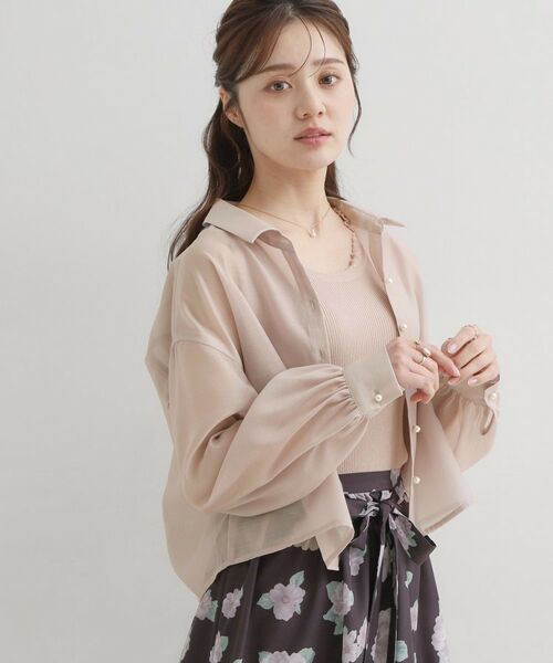 Couture Brooch / クチュールブローチ シャツ・ブラウス | パール調ボタン・オーガンジーショート丈シアーシャツ | 詳細20