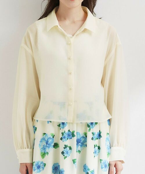 Couture Brooch / クチュールブローチ シャツ・ブラウス | パール調ボタン・オーガンジーショート丈シアーシャツ | 詳細27