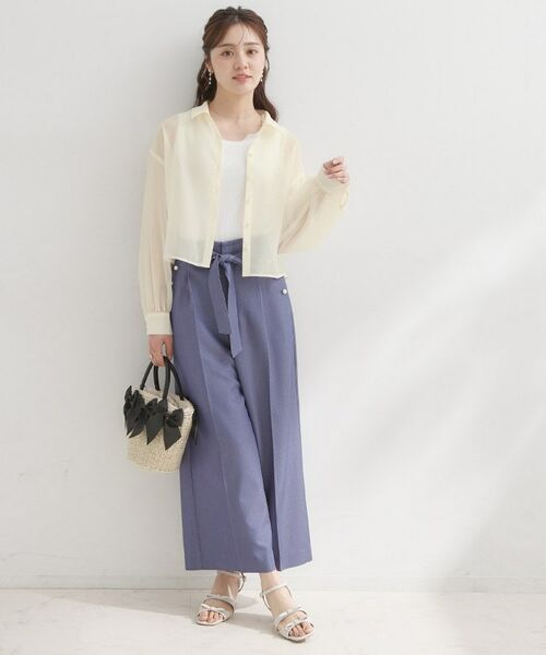 Couture Brooch / クチュールブローチ シャツ・ブラウス | パール調ボタン・オーガンジーショート丈シアーシャツ | 詳細4