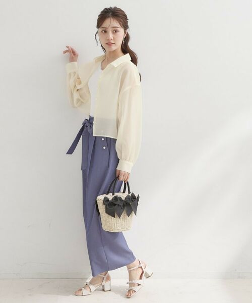 Couture Brooch / クチュールブローチ シャツ・ブラウス | パール調ボタン・オーガンジーショート丈シアーシャツ | 詳細5