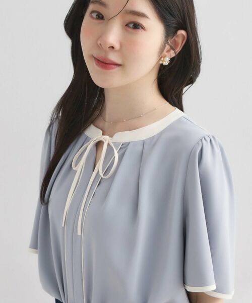 Couture Brooch / クチュールブローチ シャツ・ブラウス | 配色パイピングブラウス（ライトグレー(511)）