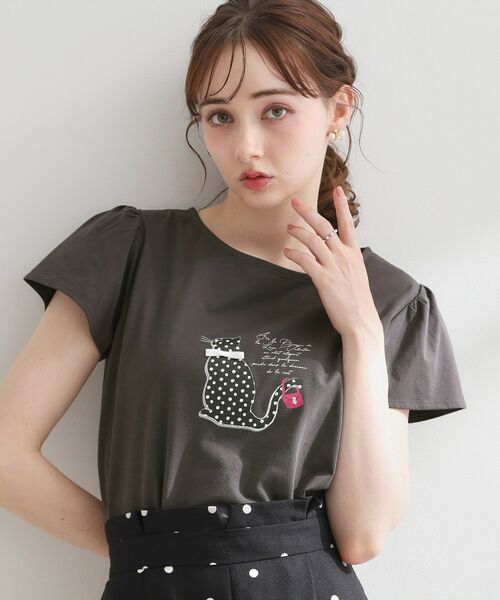 Couture Brooch / クチュールブローチ Tシャツ | フレンチCAT プルオーバー（チャコールグレー(114)）