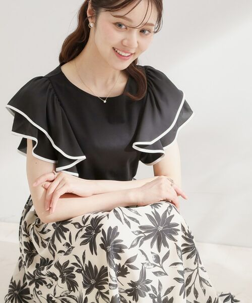 Couture Brooch / クチュールブローチ カットソー | 60シルラッフルフレアスリーブ（ブラック(519)）