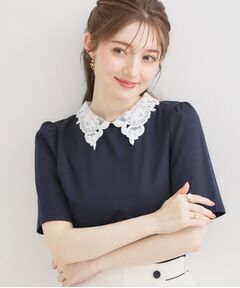 Couture Brooch / クチュールブローチ カットソー | 60シル衿レースカットソー