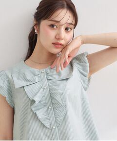 Couture Brooch / クチュールブローチ シャツ・ブラウス | リボンフリルストライプシャツ
