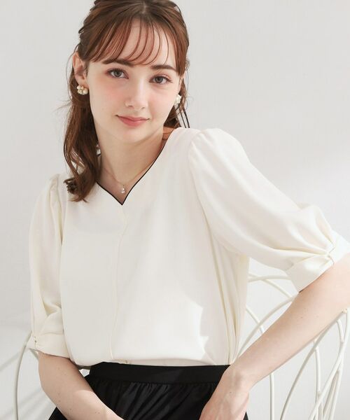 Couture Brooch / クチュールブローチ シャツ・ブラウス | ハートネックリボンスリーブブラウス（オフホワイト(503)）