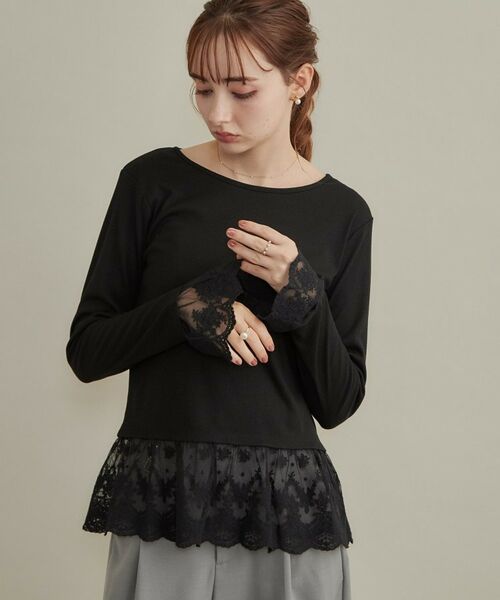 Couture Brooch / クチュールブローチ カットソー | 【重ね着で楽しめる・洗濯機可】レース レイヤードトップス | 詳細11