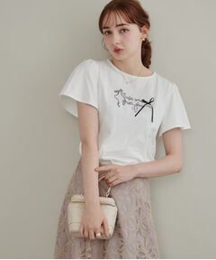 Couture Brooch / クチュールブローチ Tシャツ | 【接触冷感・UVカット・洗える】リボン ロゴTシャツ