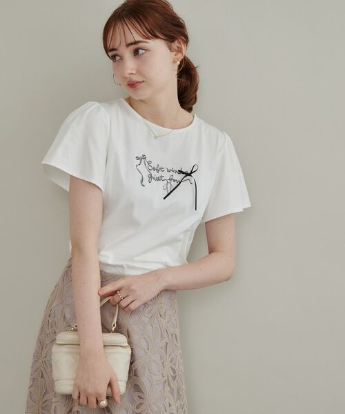 Couture Brooch / クチュールブローチ Tシャツ | 【接触冷感・UVカット・洗える】リボン ロゴTシャツ | 詳細4