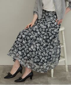 Couture Brooch / クチュールブローチ ロング・マキシ丈スカート | オパールチェックフラワープリントスカート