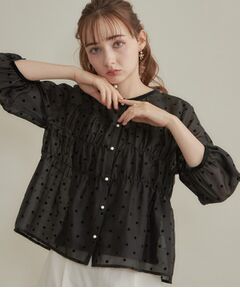 Couture Brooch / クチュールブローチ シャツ・ブラウス | 【セットアップ可・着映えて上品】フロッキードットブラウス
