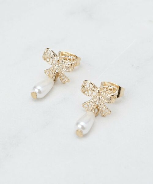 Couture Brooch / クチュールブローチ ピアス・イヤリング | リボンパール調ピアス（ゴールド(007)）