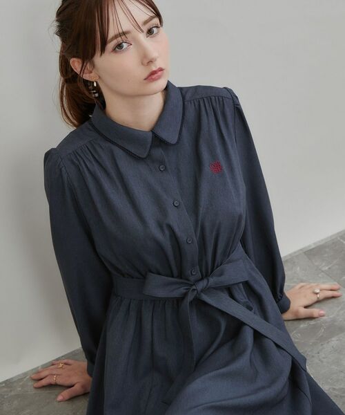 Couture Brooch / クチュールブローチ ミニ丈・ひざ丈ワンピース | ピコレーストリミングシャツワンピース | 詳細9