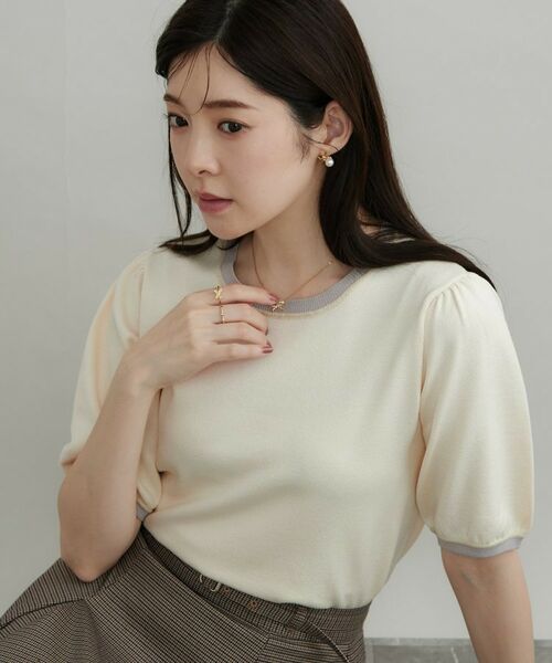 Couture Brooch / クチュールブローチ ニット・セーター | 【きちんと見えて華やか・アンサンブル可】ラメ配色ニット(オフホワイト(503))