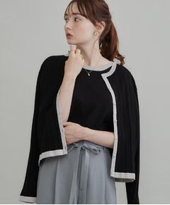 Couture Brooch / クチュールブローチ カーディガン・ボレロ | 【立体編みが上品・アンサンブル可】ラメ配色 ケーブルカーディガン