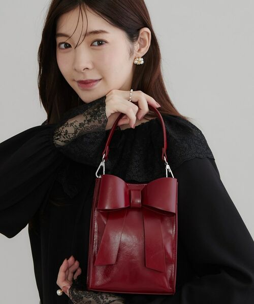 Couture Brooch / クチュールブローチ ショルダーバッグ | 2WAYリボンミニバッグ(レッド(063))