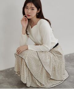 Couture Brooch / クチュールブローチ ロング・マキシ丈スカート | 揚抑ドットフロッキーティアードスカート