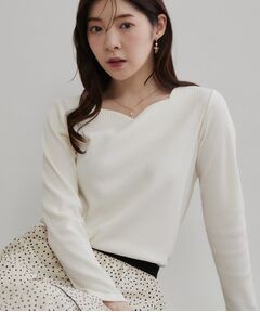 Couture Brooch / クチュールブローチ カットソー | ハートネックテレコプルオーバー