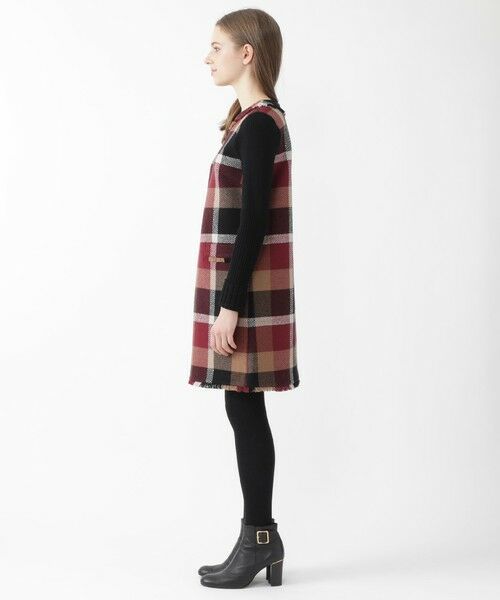 セール クレストブリッジチェックニット袖コンビワンピース ドレス Blue Label Black Label Crestbridge ブルーレーベル ブラックレーベル クレストブリッジ ファッション通販 タカシマヤファッションスクエア