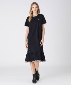 ◆リラックスタイムにぴったりなカップ付きワンピース<br /><br />【Design】<br />Tシャツ型のAラインのワンピースです。ヒップから裾に向かって身体から離れているので、身体のラインが出にくくなっています。<br />オンラインストア限定ハート刺繍と、ティアードの裾切り替えが可愛いデザインです。<br />バストのカップは取り外しも可能です。<br /><br />【Fabric】